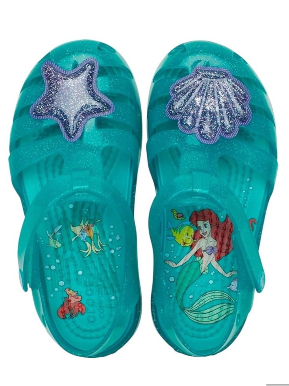 NWT NEW Crocs Kids' Princess Ariel Isabella Sandals Latigo Bay Teal Girls Size 4